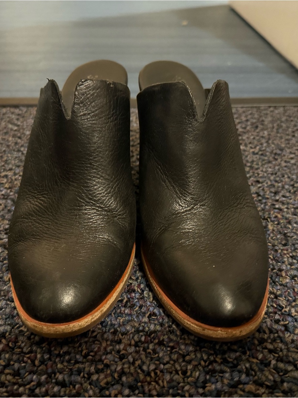Kork-Ease Women's Black Leather Wedge Mules